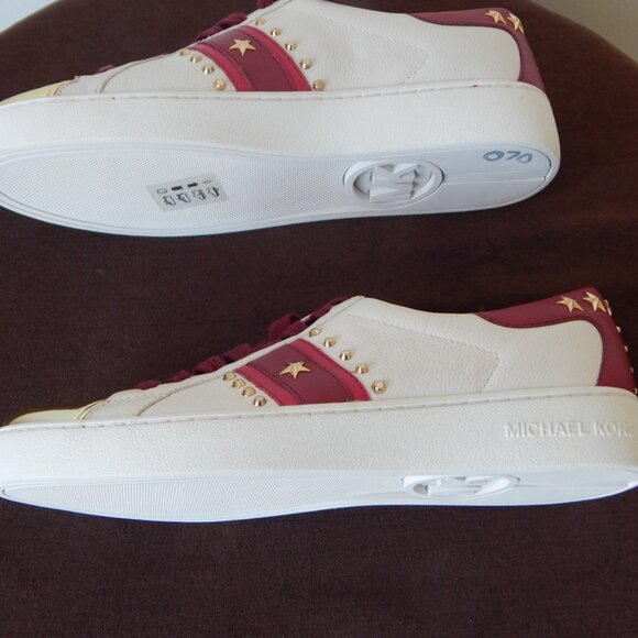 Michael Kors Frankie Stripe Leather Studded Low Top Lace-up Sneaker Shoe 7 M New - Picture 10 of 11